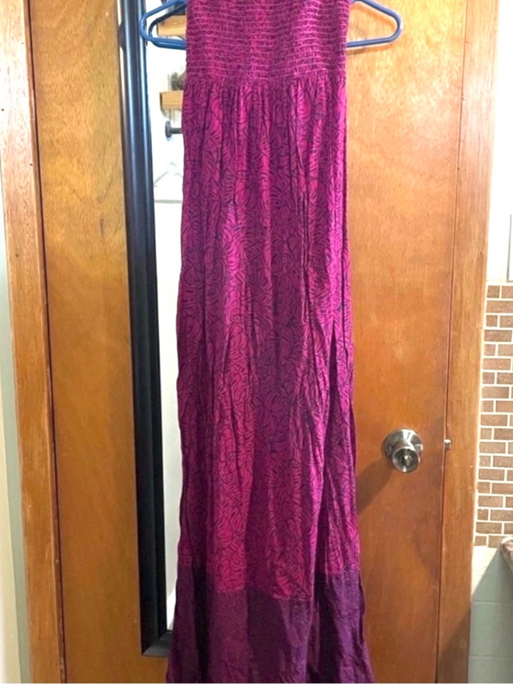 George strapless pink and purple maxi dress in size medium